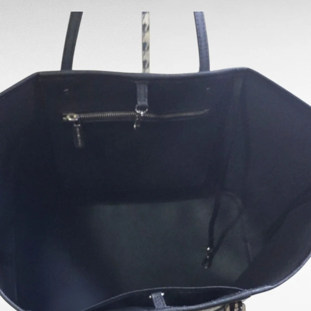 Michael Kors Large Houndstooth Stylish Black and White Tote Bag - Picture 2 of 2